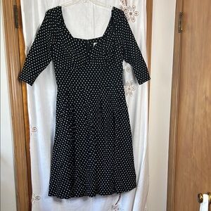 Unique Vintage Black A-Line Dress sweetheart Neck 3/4 Sleeve